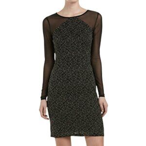 Laundry by Shelli Segal Black Gold Lace Night Life Cocktail Dress Women's Size 2
